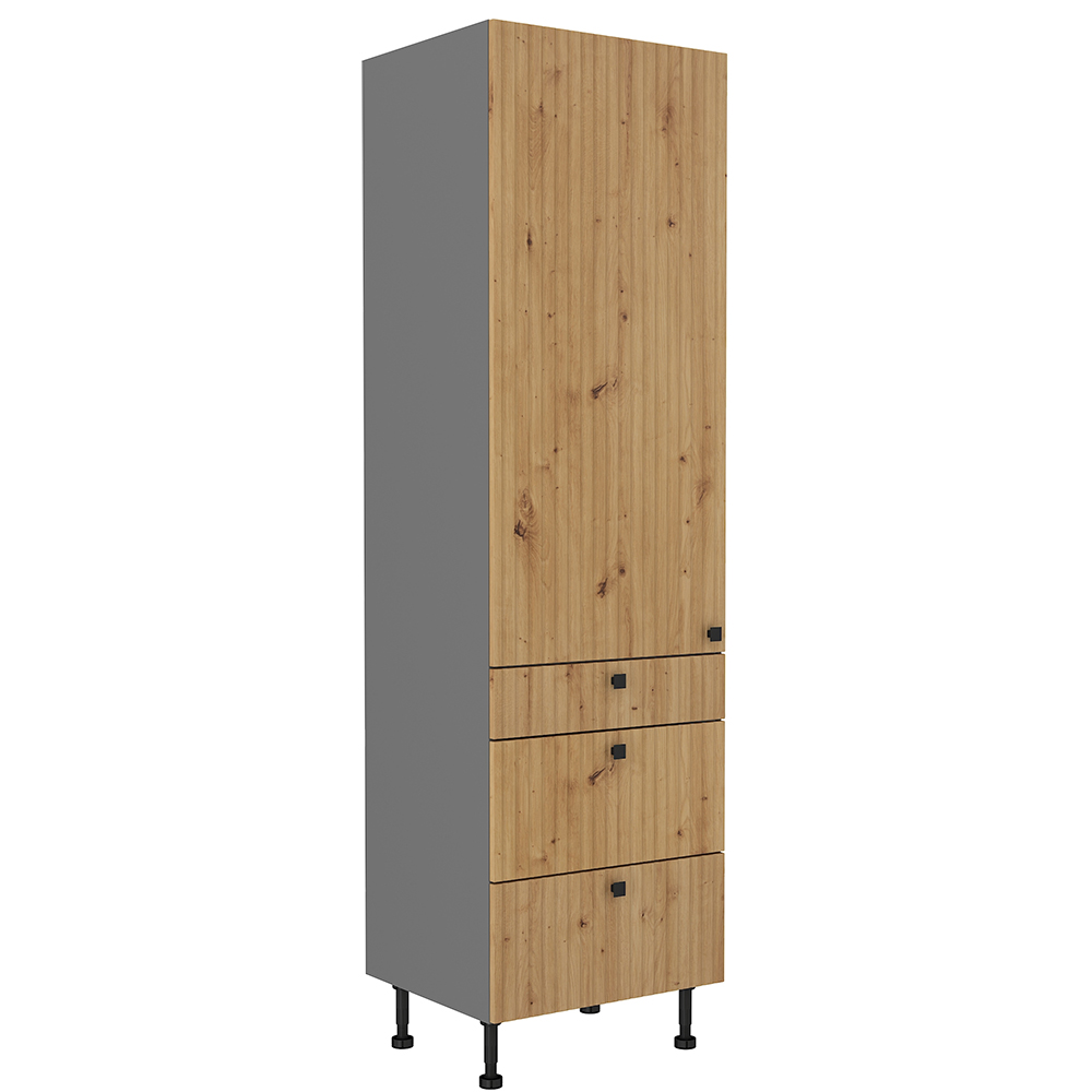 AVARANT sa | vysoká skříňka 60 DKS-215 3S 1F potravinová | 60 cm | 3D povrch | šedá/artisan