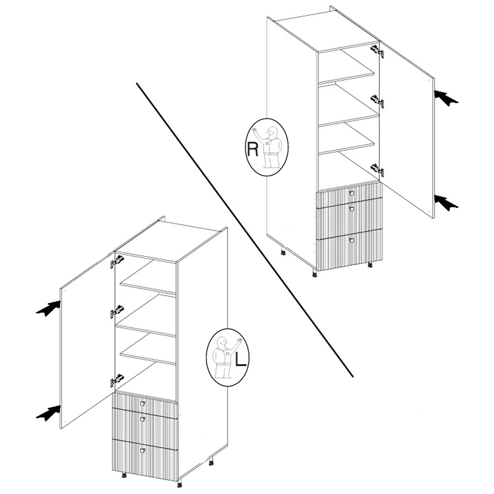 AVARANT sa | vysoká skříňka 60 DKS-215 3S 1F potravinová | 60 cm | 3D povrch | šedá/artisan