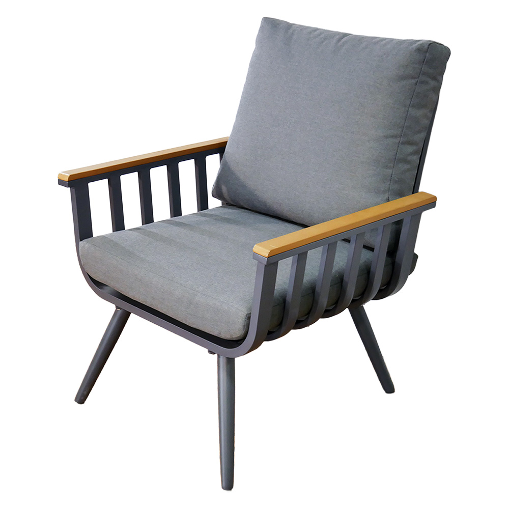 Zahradní sestava k sezení VAREMO | stolek + pohovka + 2 křeslo | šedá/hliník | polstrování v ceně | ALM8151