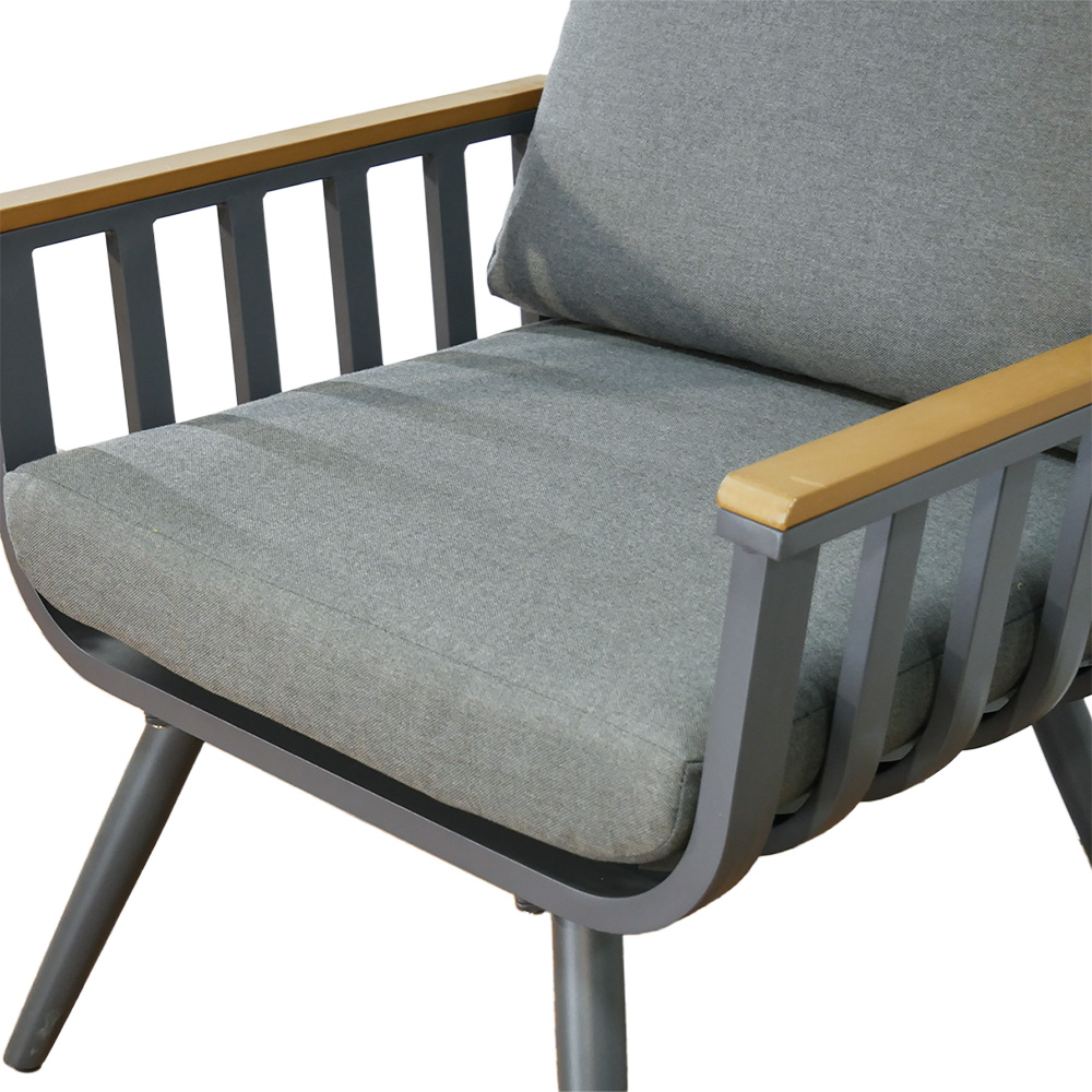 Zahradní sestava k sezení VAREMO | stolek + pohovka + 2 křeslo | šedá/hliník | polstrování v ceně | ALM8151