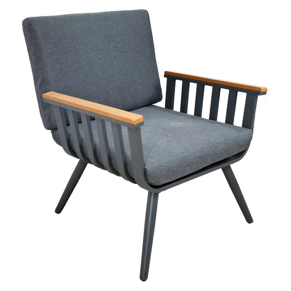 Zahradní sestava k sezení NORVAN | stolek + pohovka + 2 křeslo | šedá/hliník | polstrování v ceně | ALM9415