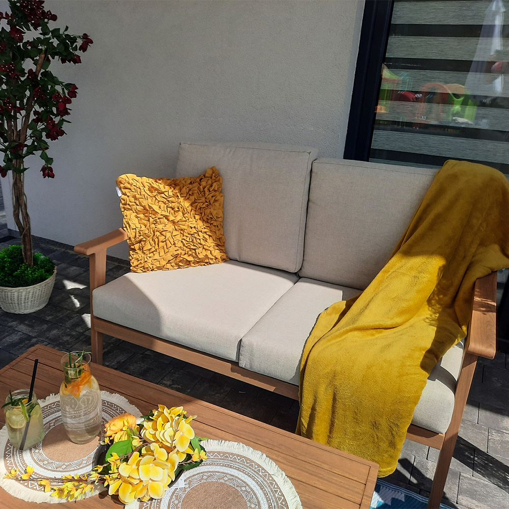 Zahradní sestava k sezení TIRANA | stolek + pohovka + 2 křeslo | béžová/hliník | polstrování v ceně | ALM9538