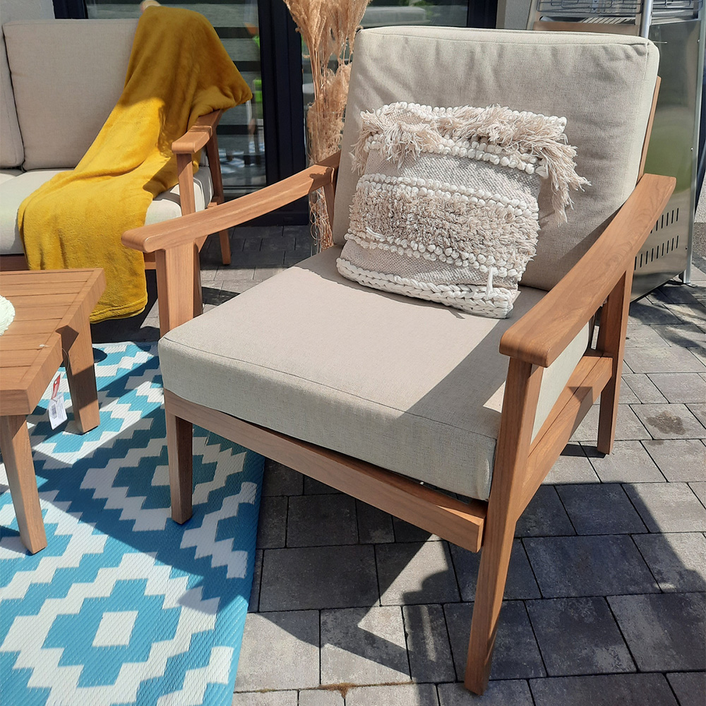 Zahradní sestava k sezení TIRANA | stolek + pohovka + 2 křeslo | béžová/hliník | polstrování v ceně | ALM9538