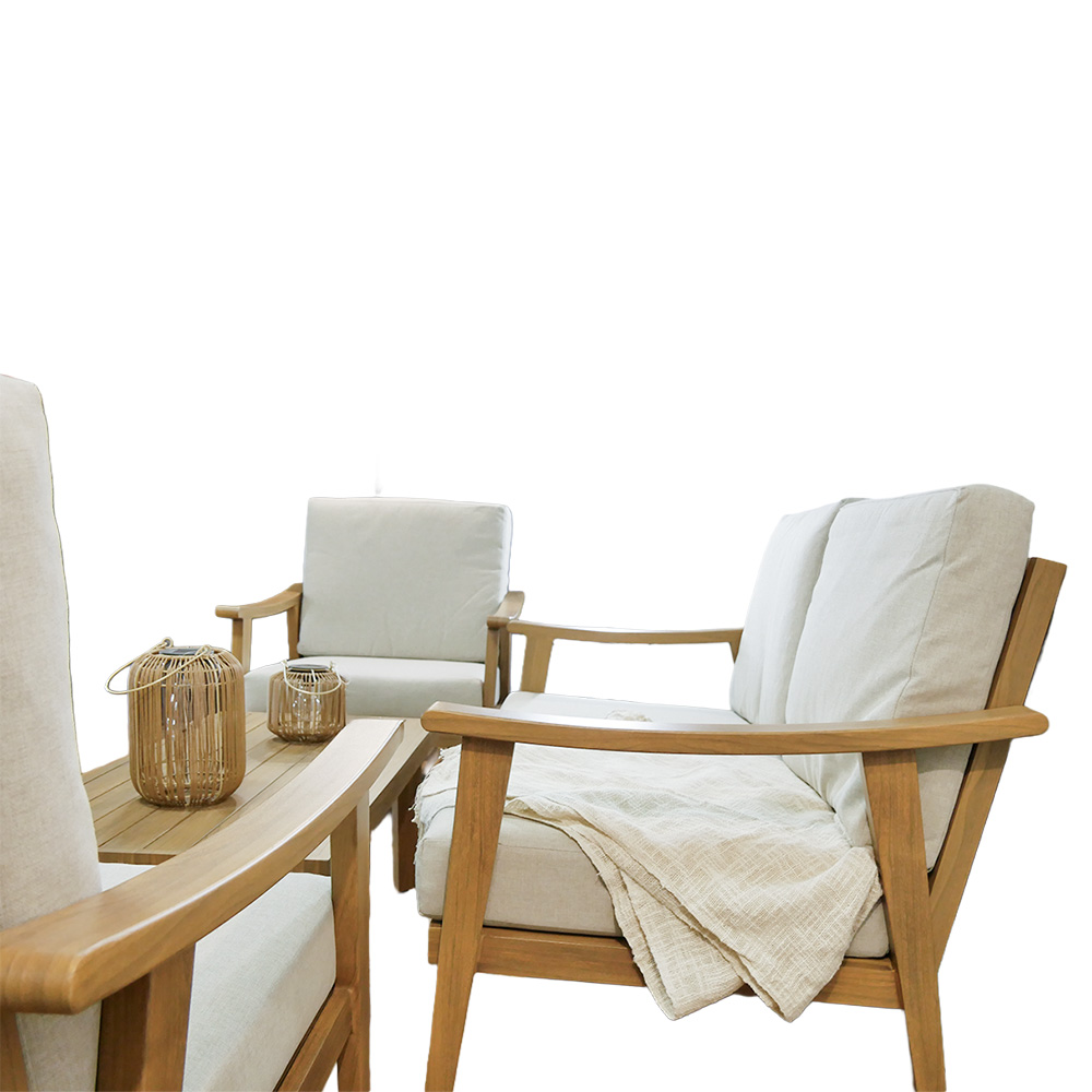 Zahradní sestava k sezení TIRANA | stolek + pohovka + 2 křeslo | béžová/hliník | polstrování v ceně | ALM9538