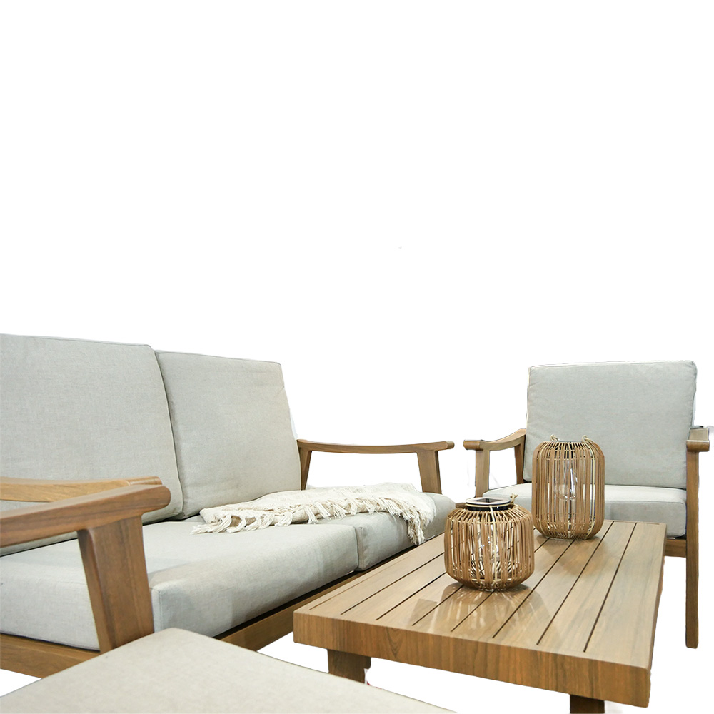 Zahradní sestava k sezení TIRANA | stolek + pohovka + 2 křeslo | béžová/hliník | polstrování v ceně | ALM9538