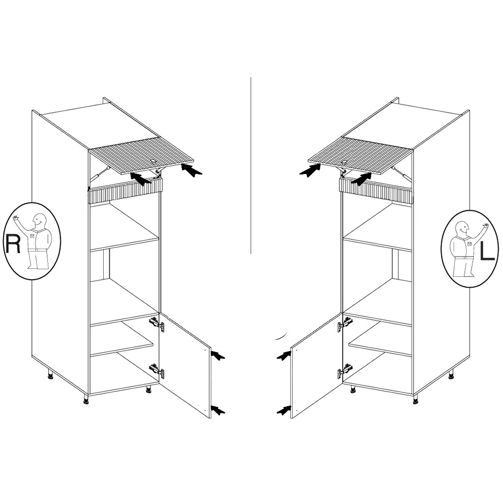AVARANT sa | vysoká skříňka 60 DPM-215 2F na vestavnou troubu | 60 cm | 3D povrch | šedá/artisan