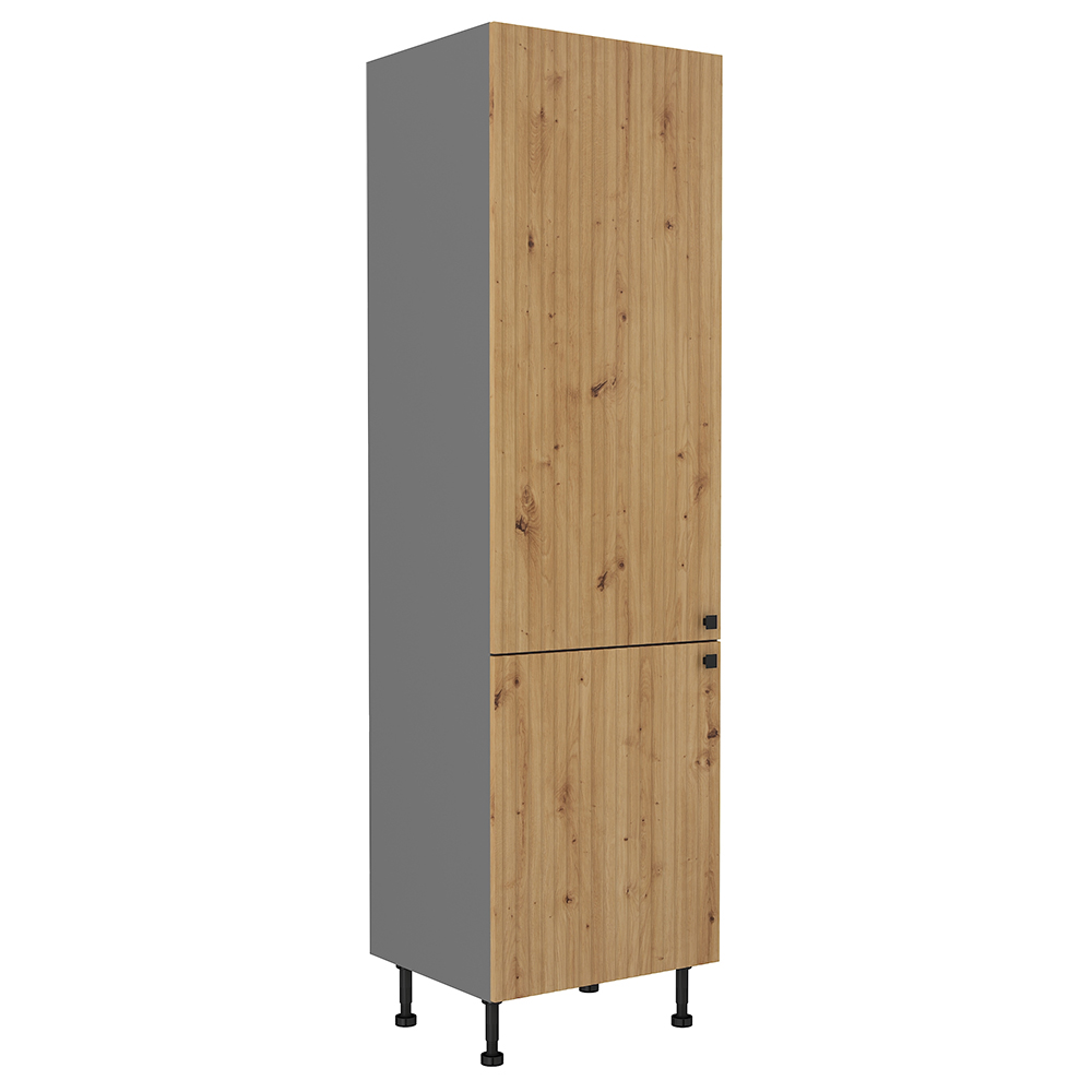 AVARANT sa | vysoká skříňka 60 LO-215 2F na vestavnou lednici | 60 cm | 3D povrch | šedá/artisan