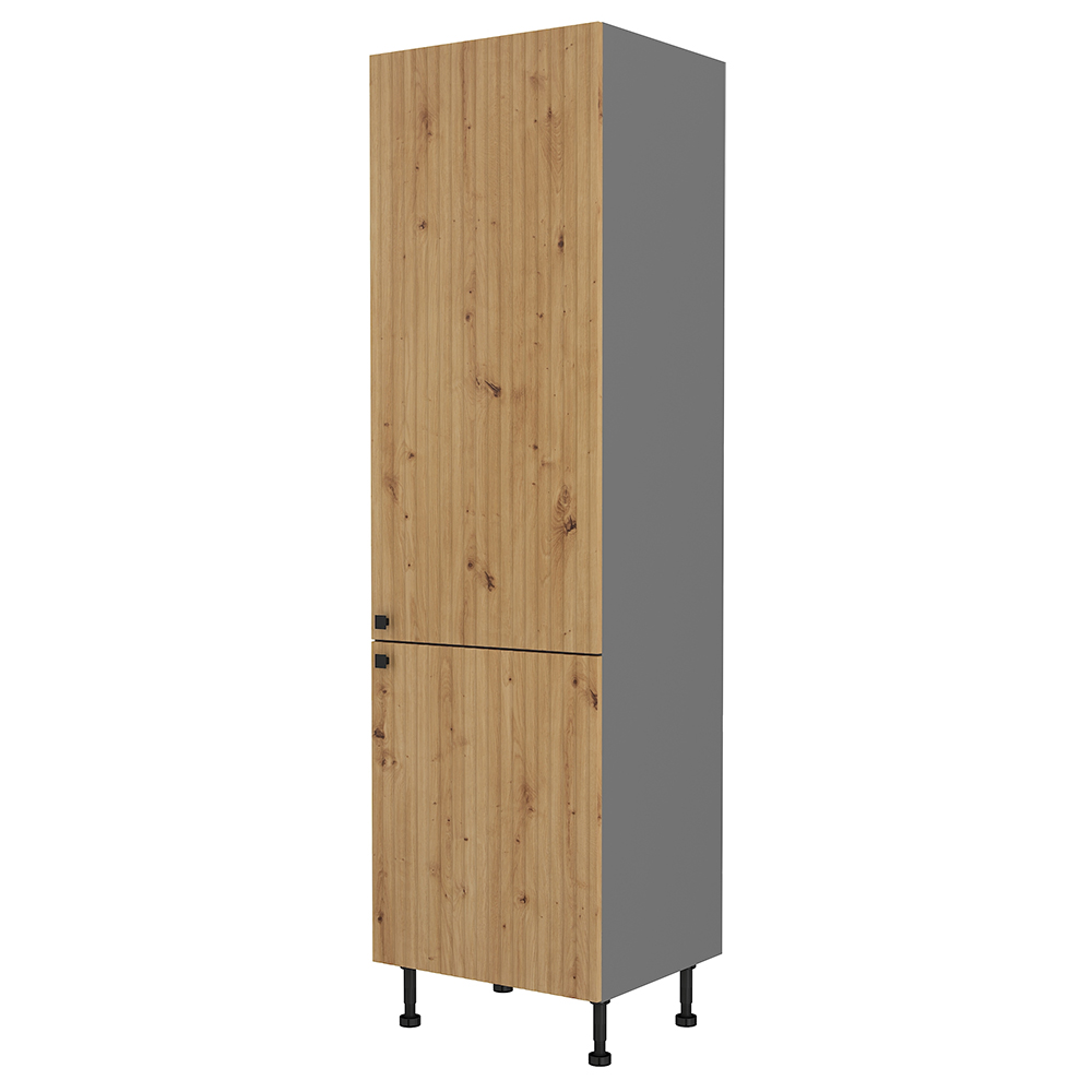 AVARANT sa | vysoká skříňka 60 LO-215 2F na vestavnou lednici | 60 cm | 3D povrch | šedá/artisan