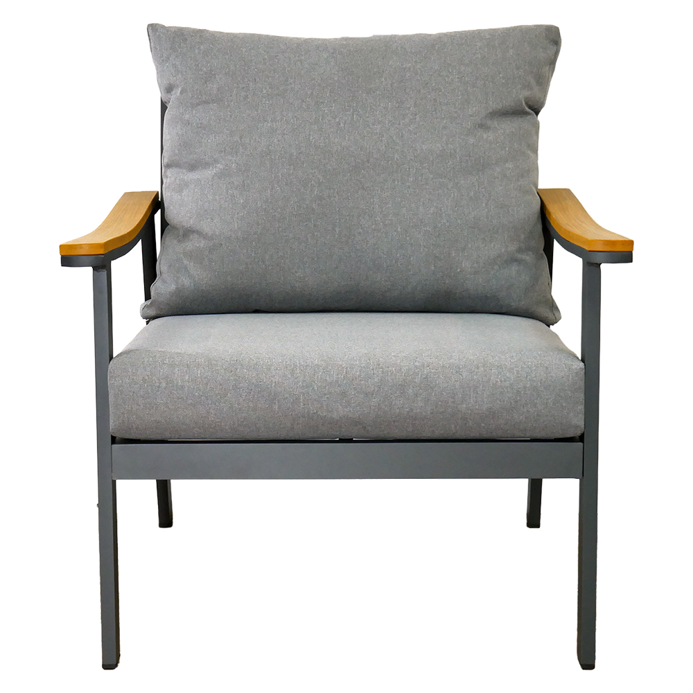 Zahradní sestava k sezení LUBLANA | stolek + pohovka + 2 křeslo | šedá/hliník | polstrování v ceně | ALM9545