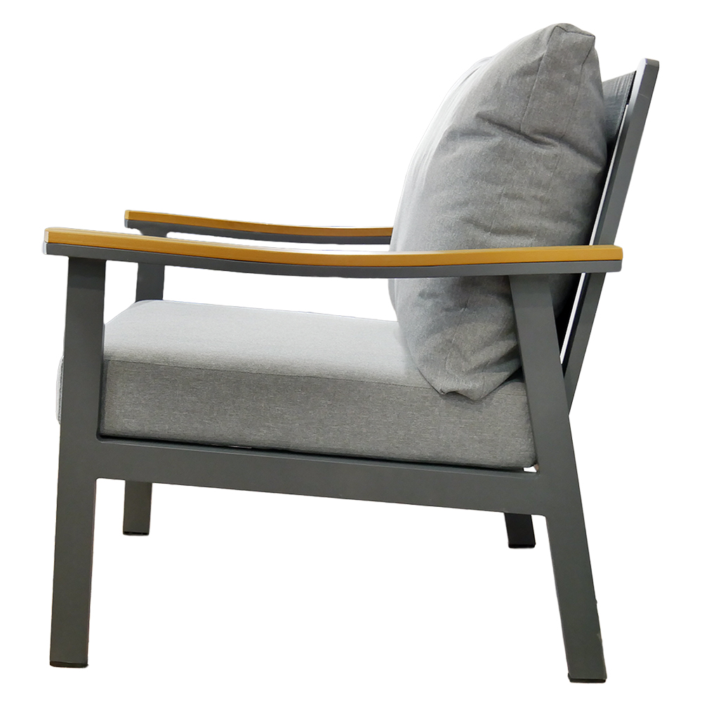 Zahradní sestava k sezení LUBLANA | stolek + pohovka + 2 křeslo | šedá/hliník | polstrování v ceně | ALM9545