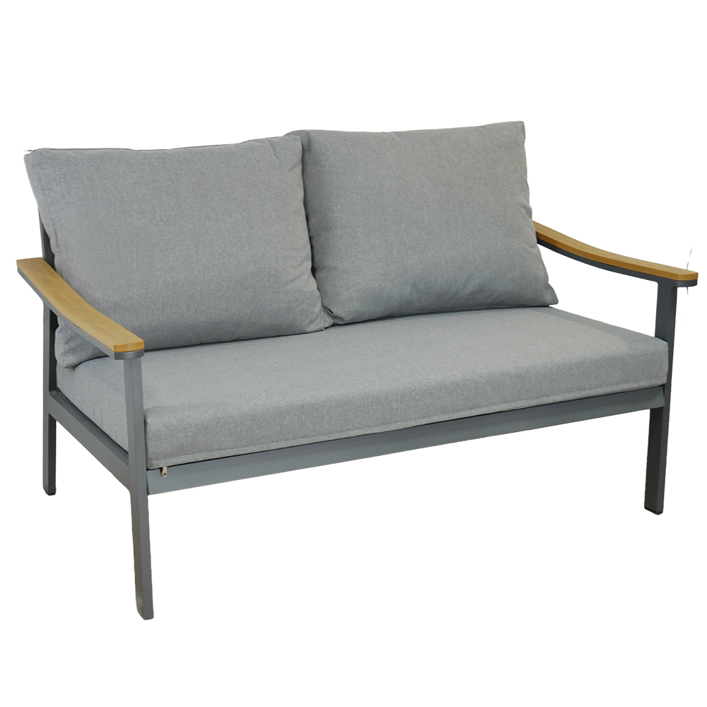 Zahradní sestava k sezení LUBLANA | stolek + pohovka + 2 křeslo | šedá/hliník | polstrování v ceně | ALM9545