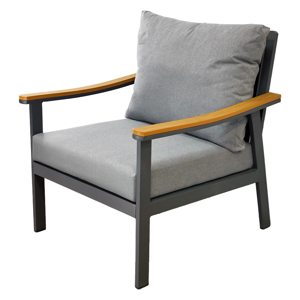 Zahradní sestava k sezení LUBLANA | stolek + pohovka + 2 křeslo | šedá/hliník | polstrování v ceně | ALM9545