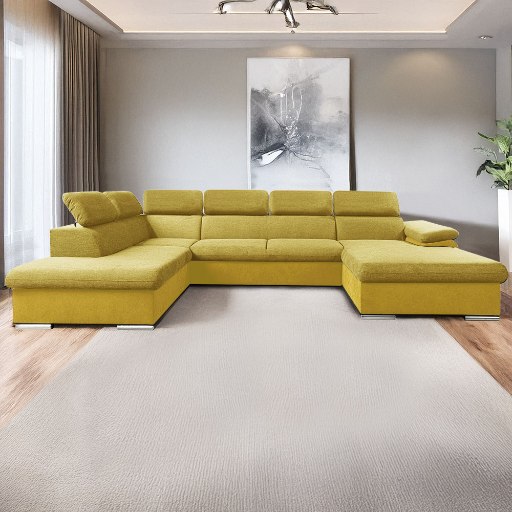 Sedací souprava COOL II | 220x343x191 cm | rozkládací + 2x úložný prostor | PRAVÁ | žlutá 07/08