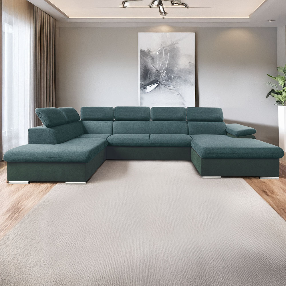 Sedací souprava COOL II | 220x343x191 cm | rozkládací + 2x úložný prostor | PRAVÁ | tyrkysová 12/24