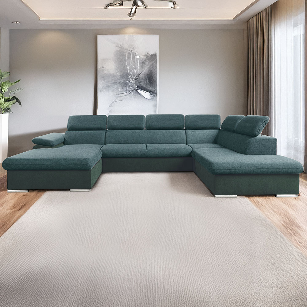 Sedací souprava COOL II | 191x343x220 cm | rozkládací + 2x úložný prostor | LEVÁ | tyrkysová 12/24