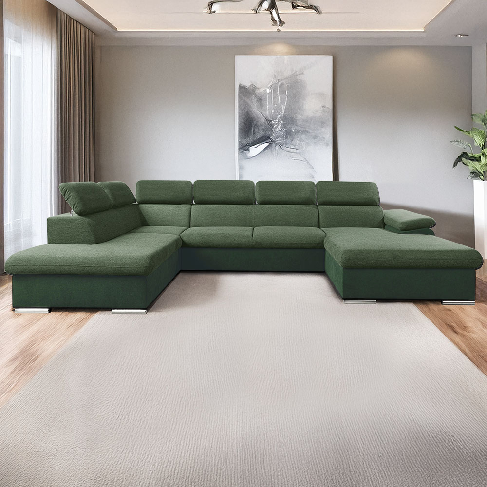 Sedací souprava COOL II | 220x343x191 cm | rozkládací + 2x úložný prostor | PRAVÁ | zelená 11/31