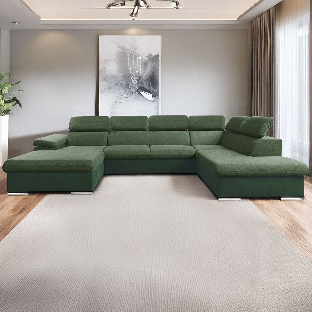 Sedací souprava COOL II | 191x343x220 cm | rozkládací + 2x úložný prostor | LEVÁ | zelená 11/31