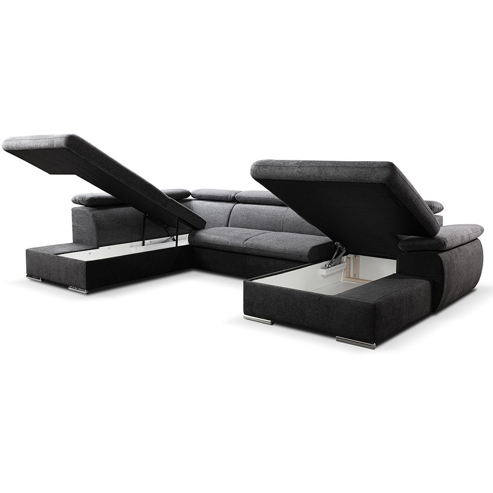 Sedací souprava COOL II | 220x343x191 cm | rozkládací + 2x úlož. prostor | PRAVÁ | světle šedá 18/14