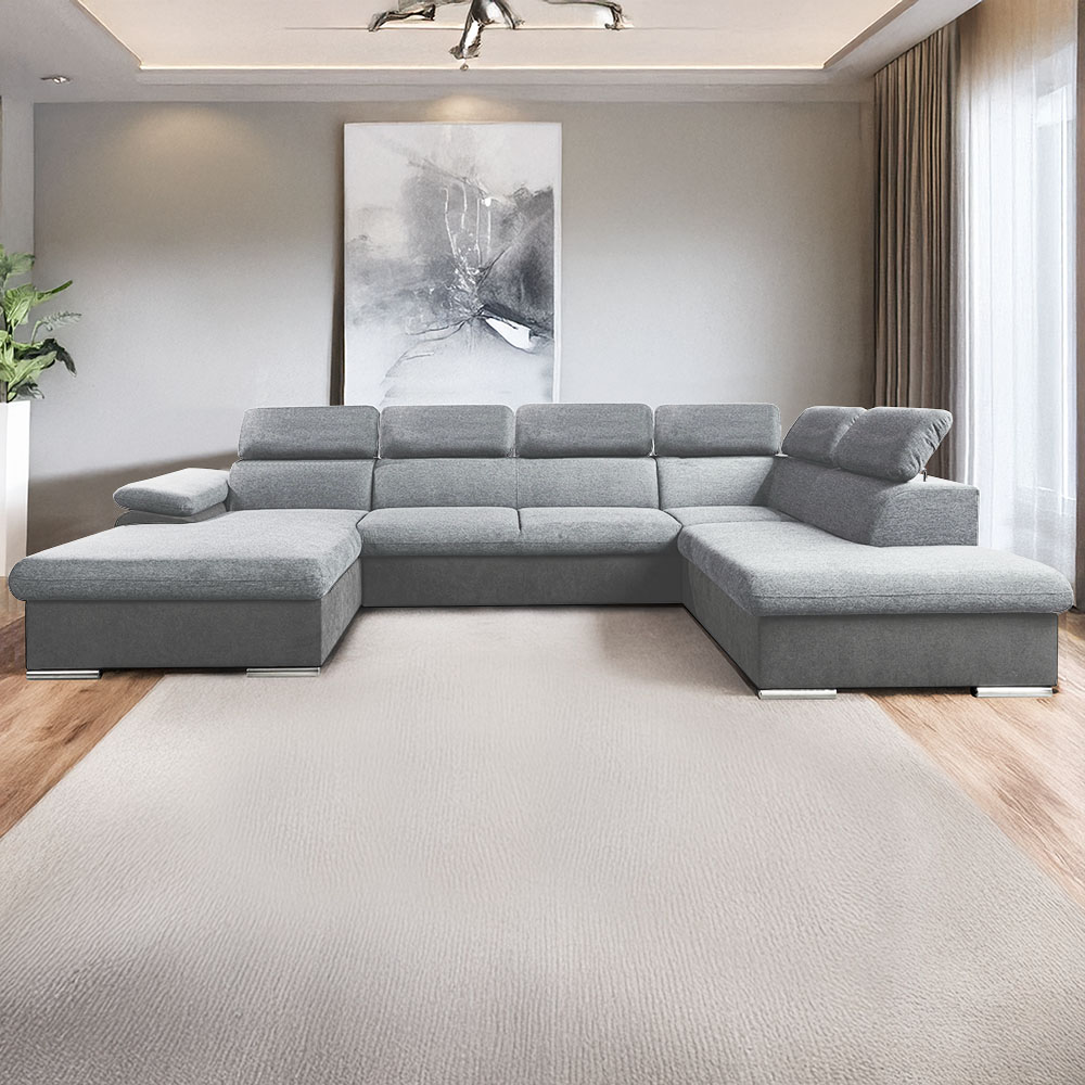 Sedací souprava COOL II | 191x343x220 cm | rozkládací + 2x úlož. prostor | LEVÁ | světle šedá 18/14