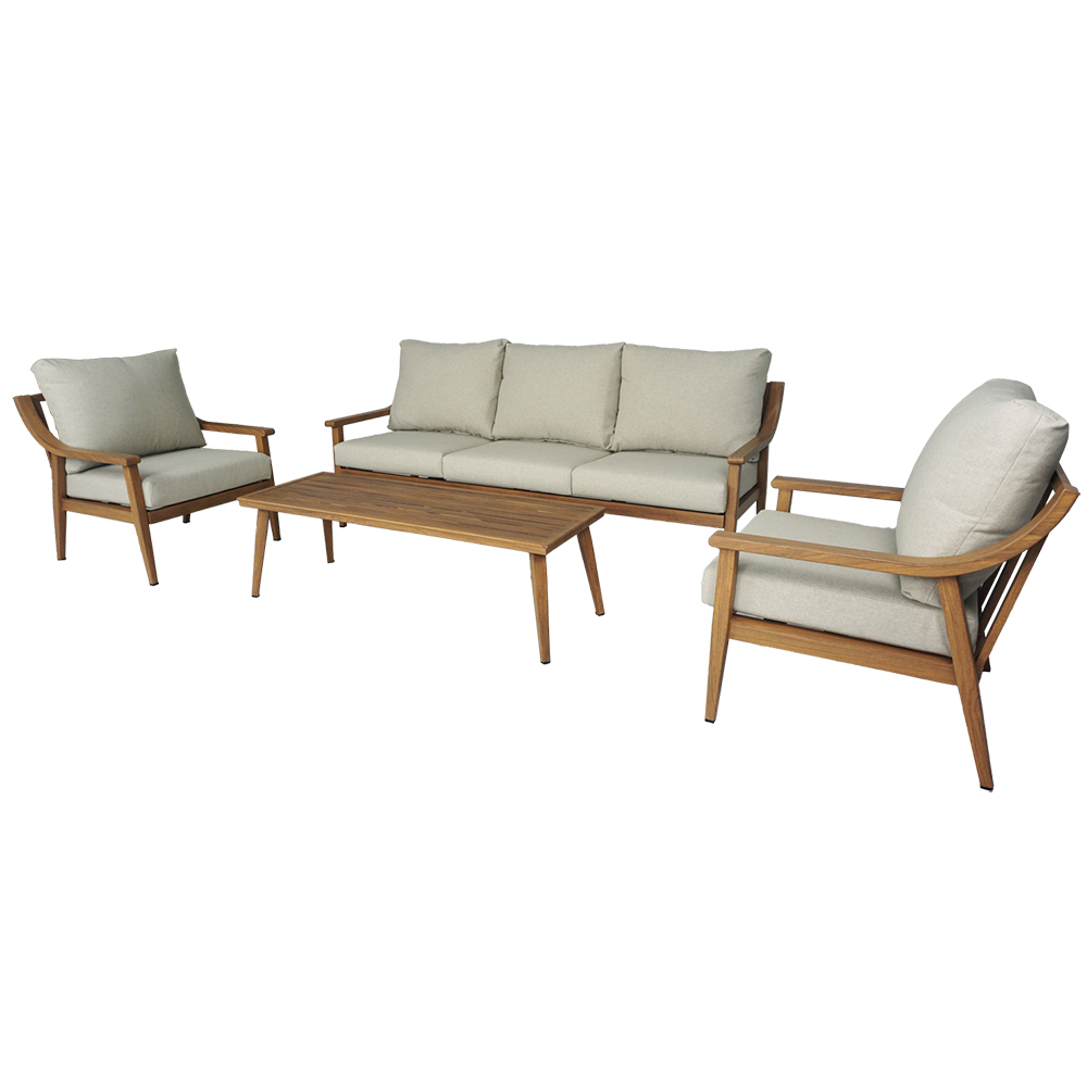 Zahradní sestava k sezení NIKOZJA | stolek + pohovka + 2 křeslo | béžová/hliník | polstrování v ceně | ALM9552