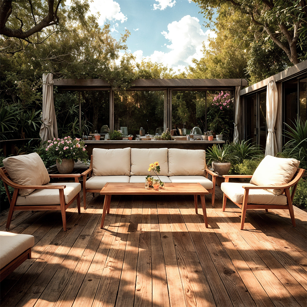 Zahradní sestava k sezení NIKOZJA | stolek + pohovka + 2 křeslo | béžová/hliník | polstrování v ceně | ALM9552