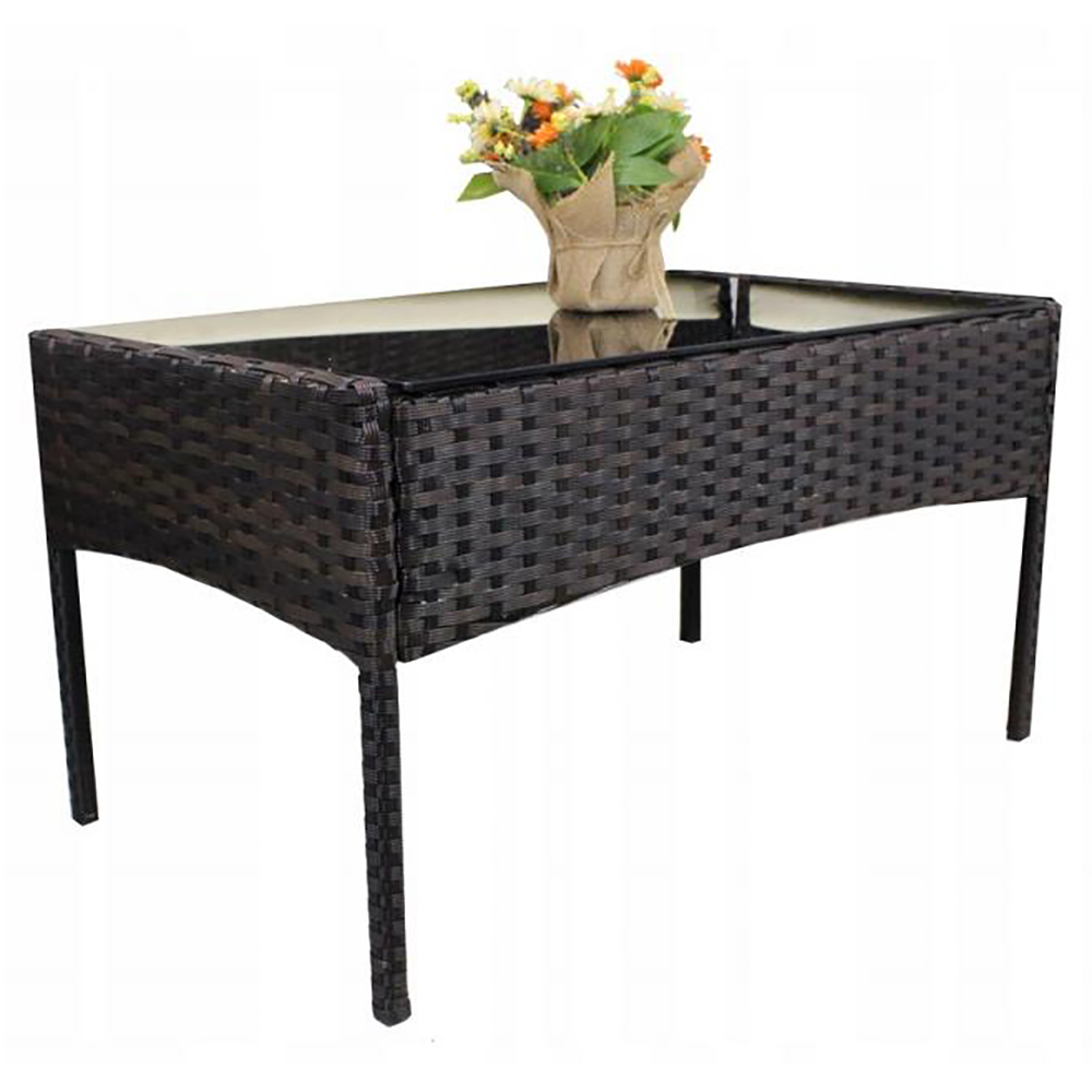 Zahradní sestava k sezení NALORA | stůl + pohovka + 2x křeslo | hnědá | polstrování v ceně | SAD1408