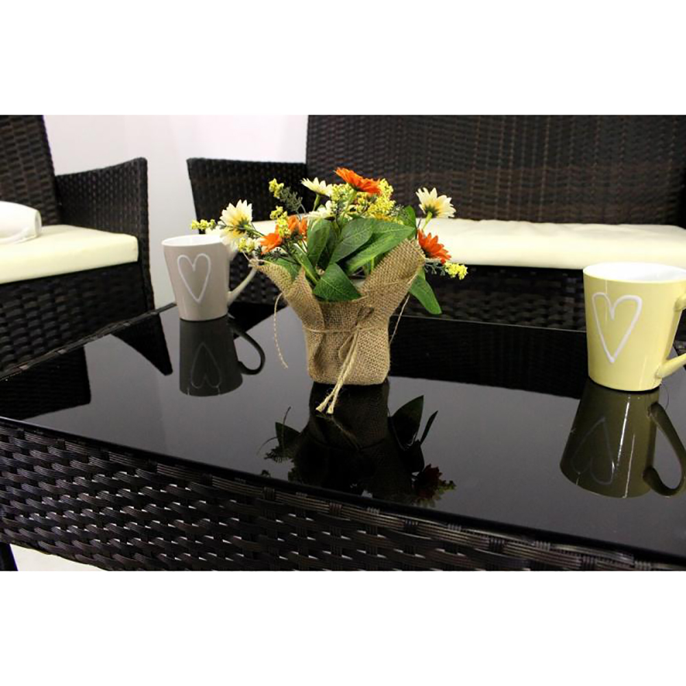 Zahradní sestava k sezení NALORA | stůl + pohovka + 2x křeslo | hnědá | polstrování v ceně | SAD1408