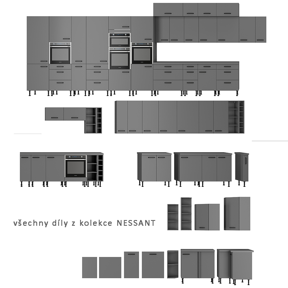 NESSANT se | horní regál 30 G-90 OTW  s policemi  | 30 cm | UNI provedení | šedá