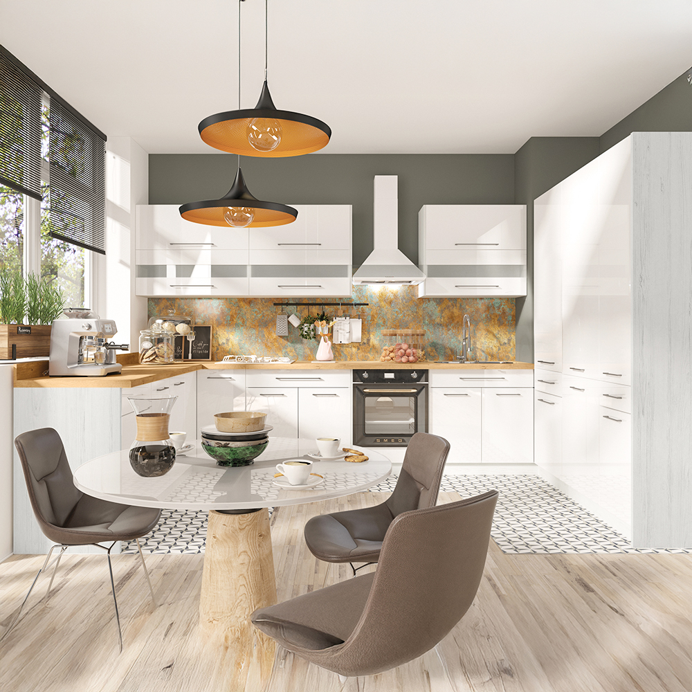 CREATIVA wh | dolní skříňka CRE-6D se zásuvkou a policí | 80 cm | VÝBĚR KORPUSU a KOVÁNÍ | bílá lesk