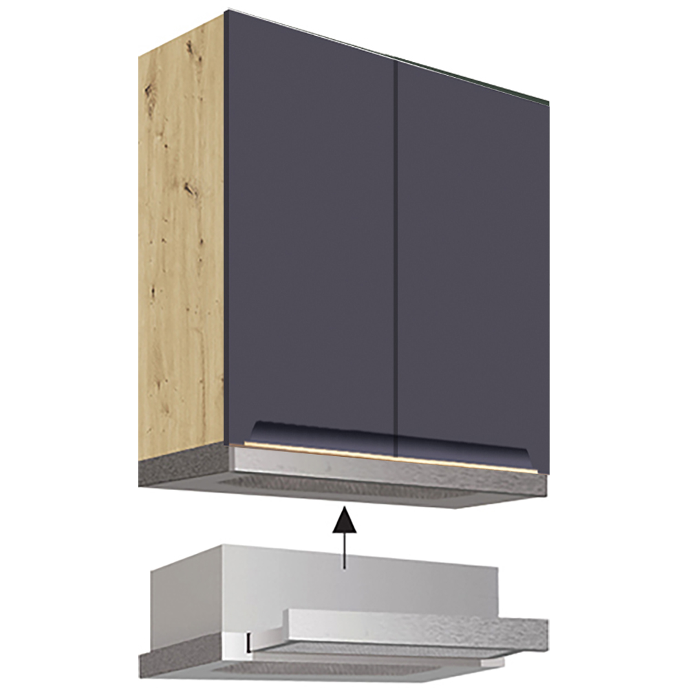 GLAMOUR m | horní skříňka GLA-37G na vestavnou digestoř | 60 cm | modrá mat