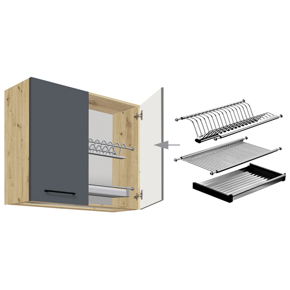 INFINITY s | horní skříňka 53G s odkapávačem | 80 cm | artisan/šedá mat