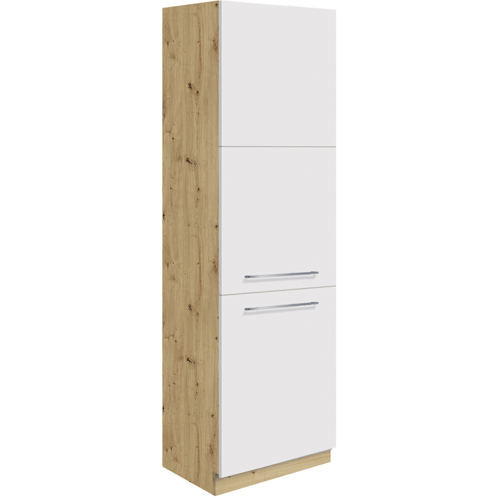 CREATIVA wh | vysoká skříňka CRE-21D na vestavnou lednici | 60 cm | VÝBĚR KORPUSU A KOVÁNÍ | bílá lesk