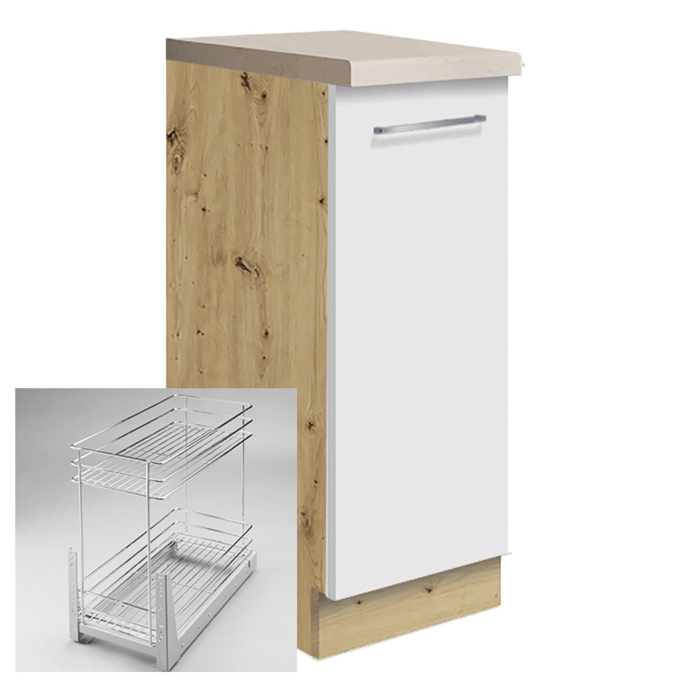 CREATIVA wh | dolní skříňka CRE-26D + CARGO koš | 30 cm | VÝBĚR KORPUSU | bílá lesk