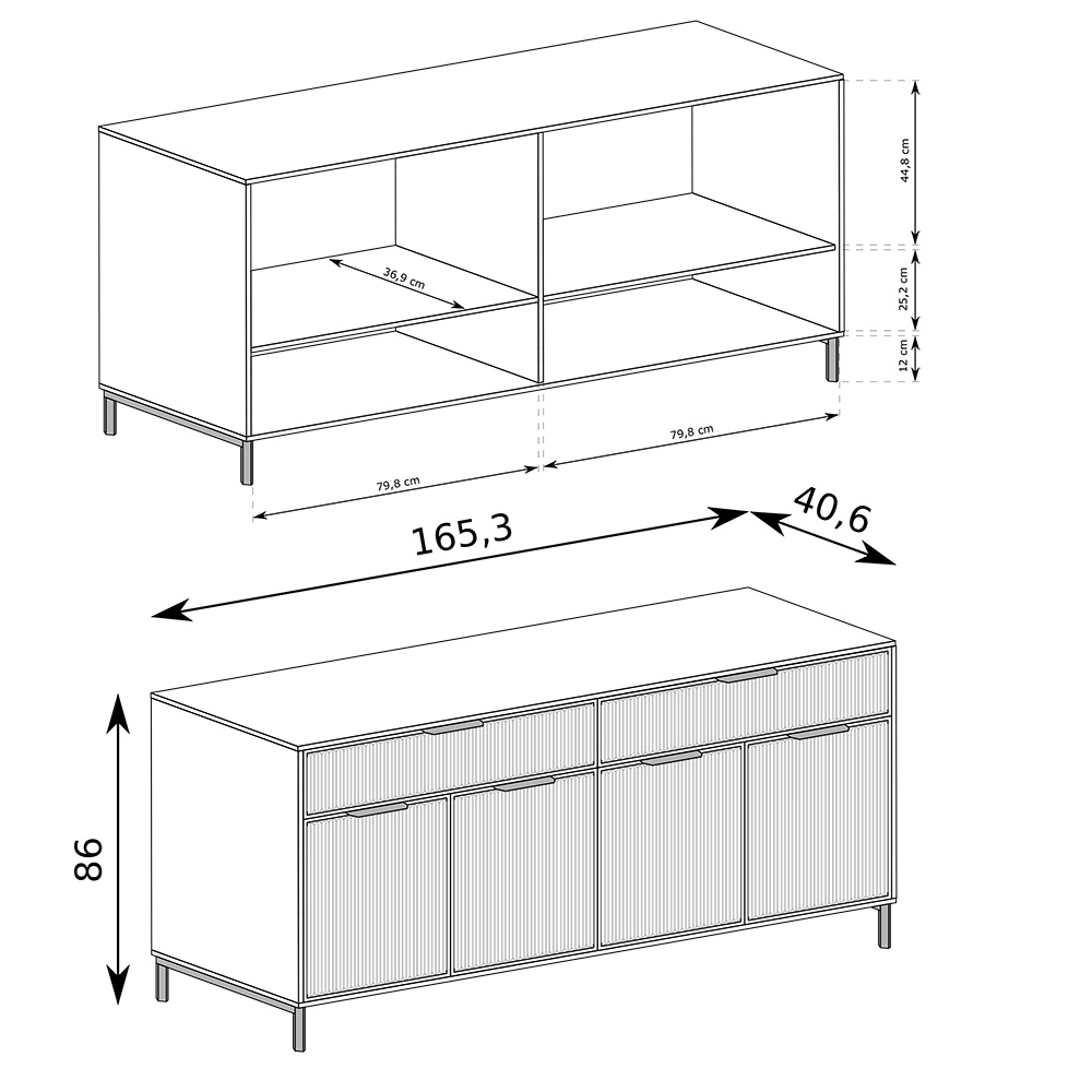 STYLES k | komoda LS-1 | 165 cm | 3D povrch | kašmír