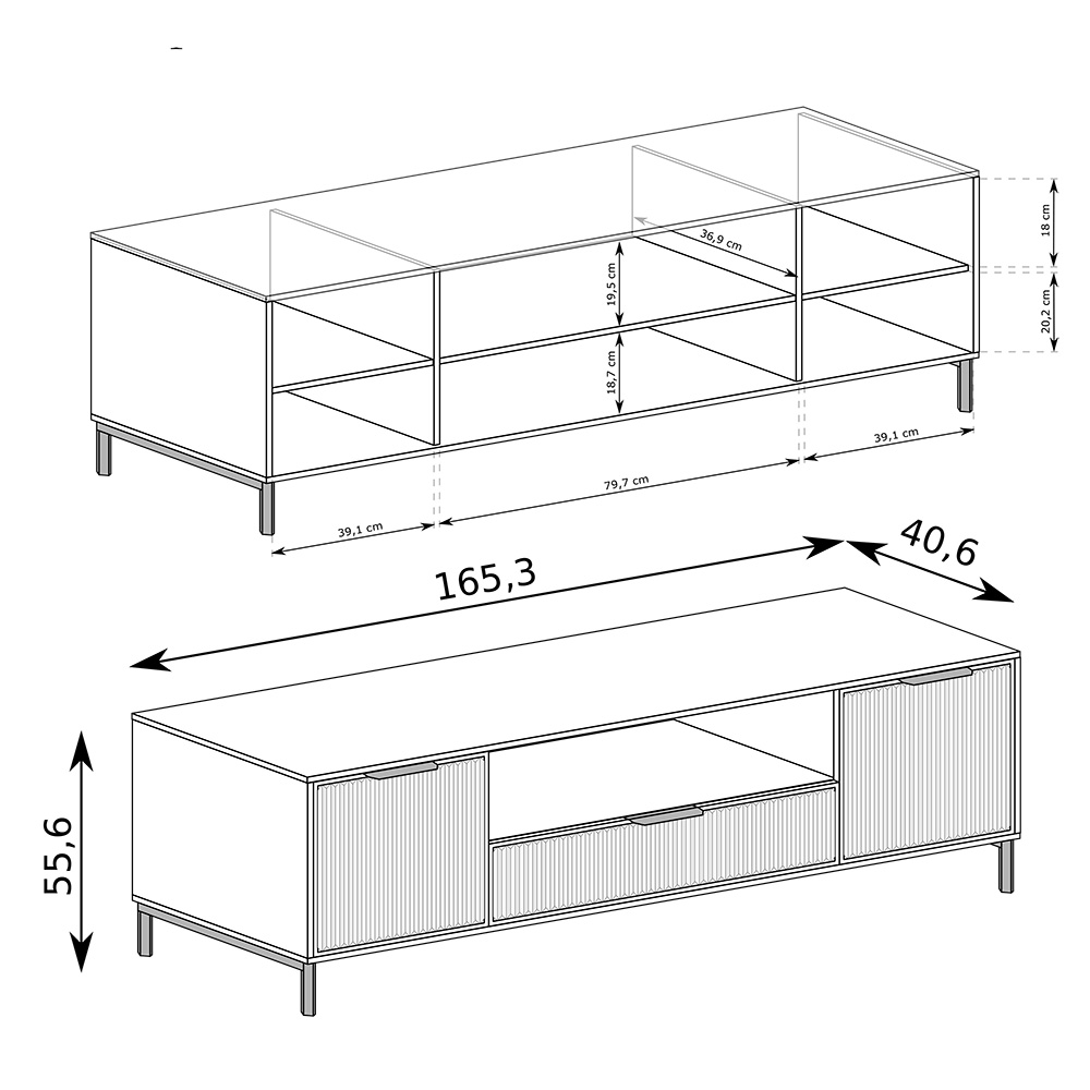 STYLES k | TV stolek LS-4 | 165 cm | 3D povrch | kašmír