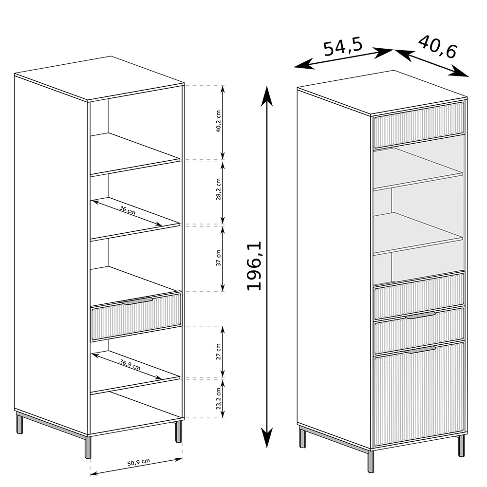 STYLES k | vitrína LS-5 | 54,5 cm | 3D povrch | UNI provedení | kašmír