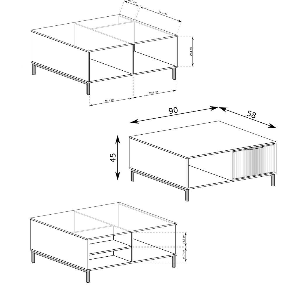 STYLES k | obdélníkový konferenční stolek LS-6 | 90x58 cm | 3D povrch | kašmír