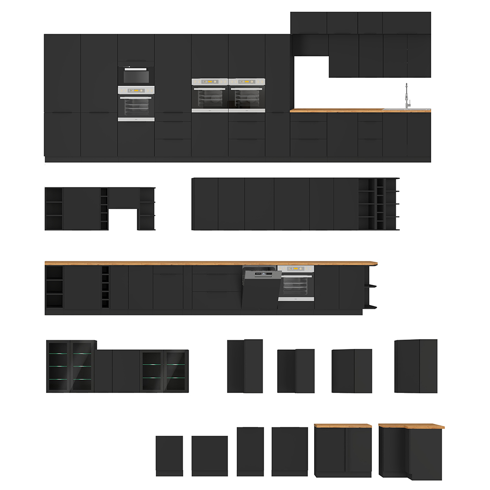 SIENA | dolní skříňka 60 ZL 1S dřezová s výsuvem | 60 cm | PREMIUM BOX | černá