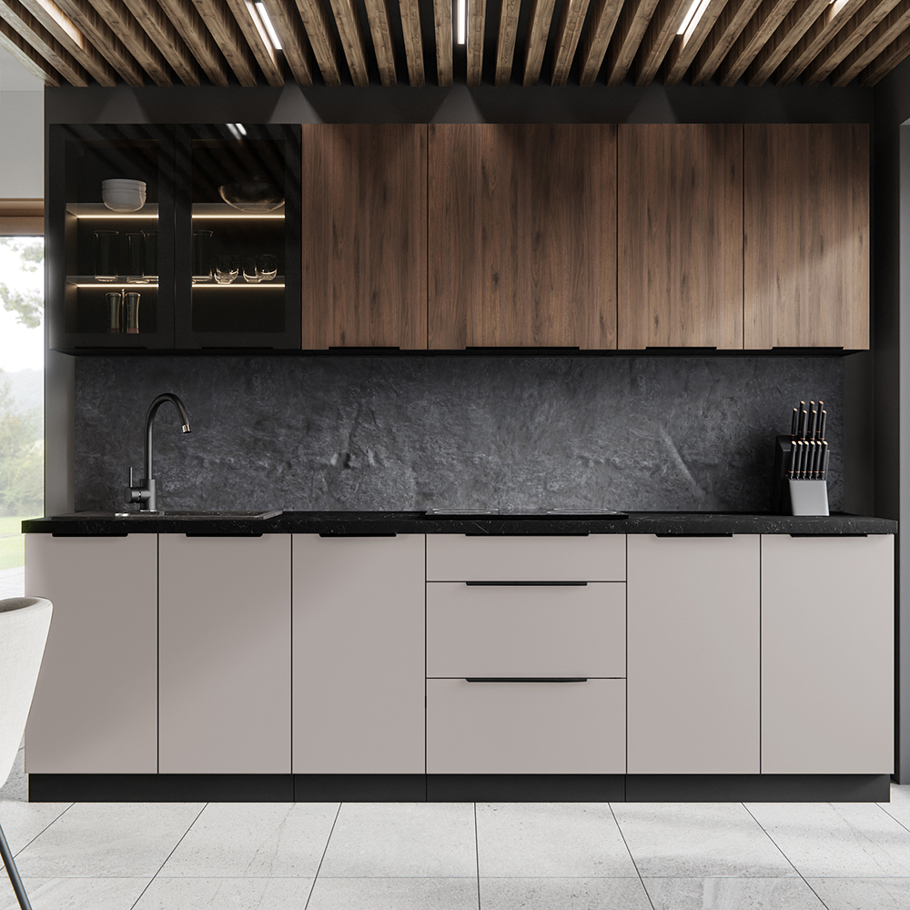 ARONA | dolní skříňka 80 ZL 1S dřezová s výsuvem | 80 cm | PREMIUM BOX | černá/kašmír