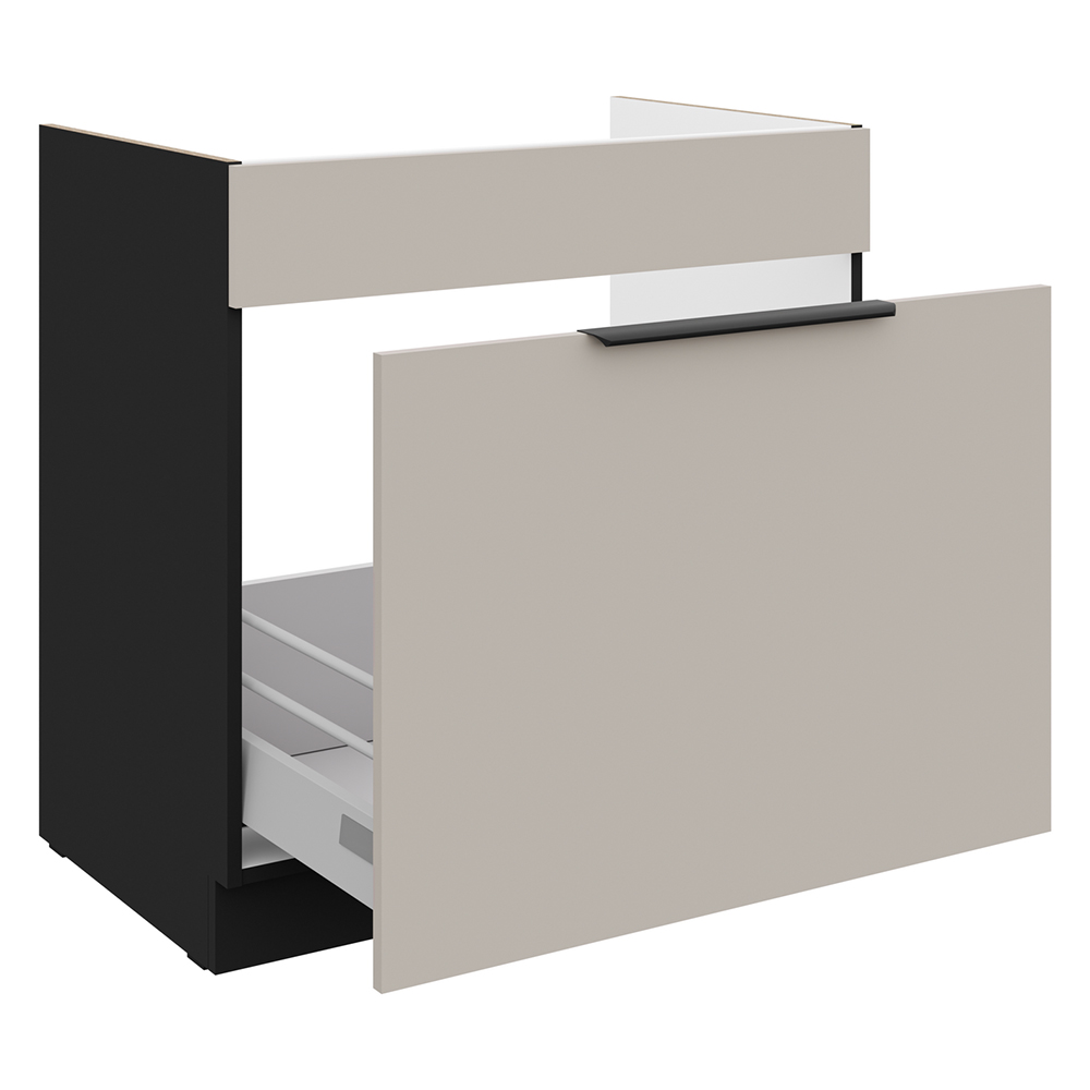 ARONA | dolní skříňka 80 ZL 1S dřezová s výsuvem | 80 cm | PREMIUM BOX | černá/kašmír