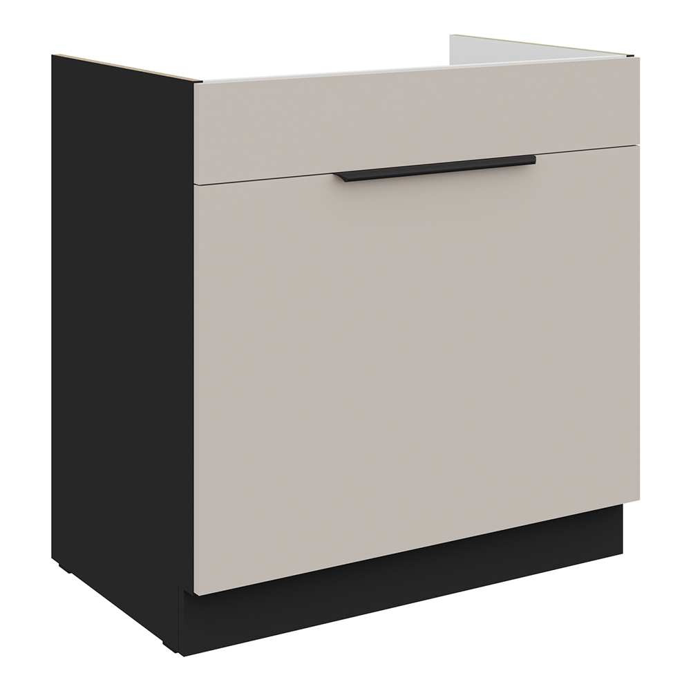 ARONA | dolní skříňka 80 ZL 1S dřezová s výsuvem | 80 cm | PREMIUM BOX | černá/kašmír