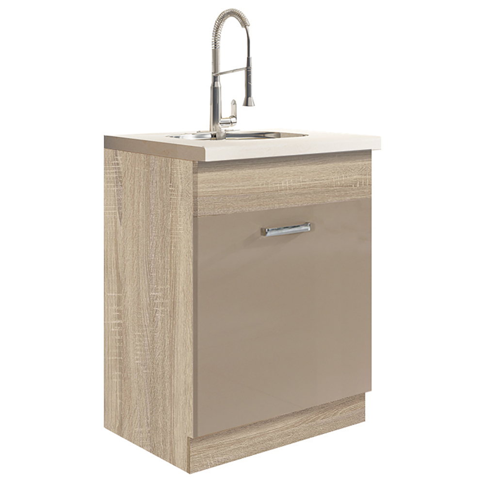 PREMIO sc | dolní skříňka PRE-11D dřezová | 60 cm | sonoma/capuccino lesk