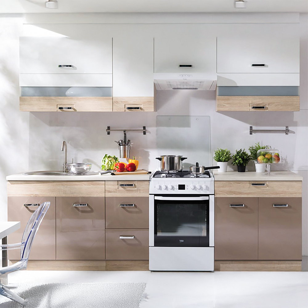 PREMIO sc | dolní skříňka PRE-12D dřezová | 80 cm | sonoma/capuccino lesk