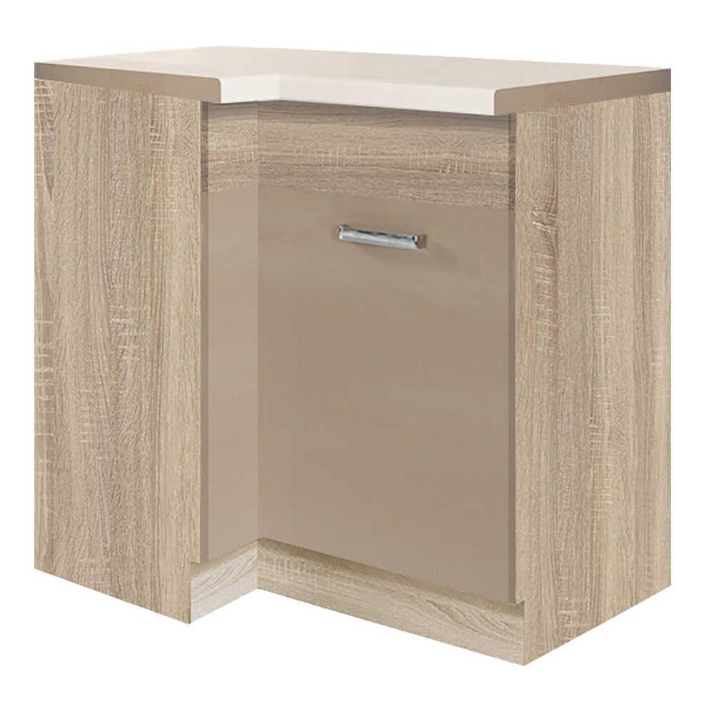 PREMIO sc | dolní skříňka PRE-14D rohová | 70x100 cm | sonoma/capuccino lesk