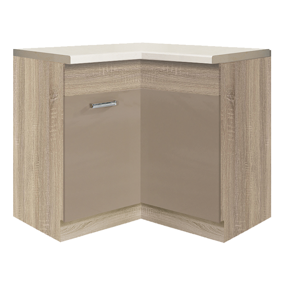 PREMIO sc | dolní skříňka PRE-16D rohová | 90x90 cm | sonoma/capuccino lesk