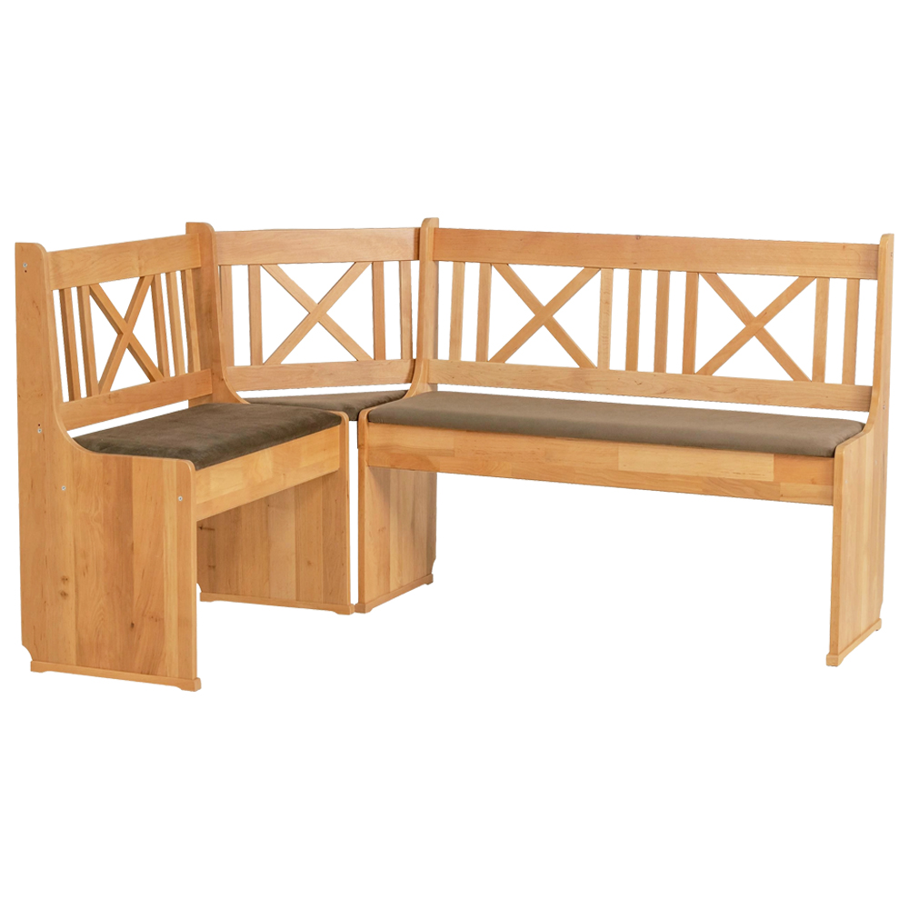 Rohový jídelní set | rohová lavice + stůl + 2x taburet | olše | hnědá látka s EASY CLEAN úpravou