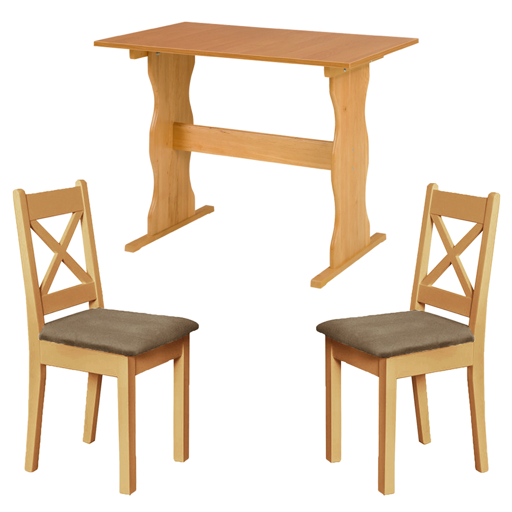 Jídelní set | stůl + 2x židle | olše | hnědá látka s EASY CLEAN úpravou