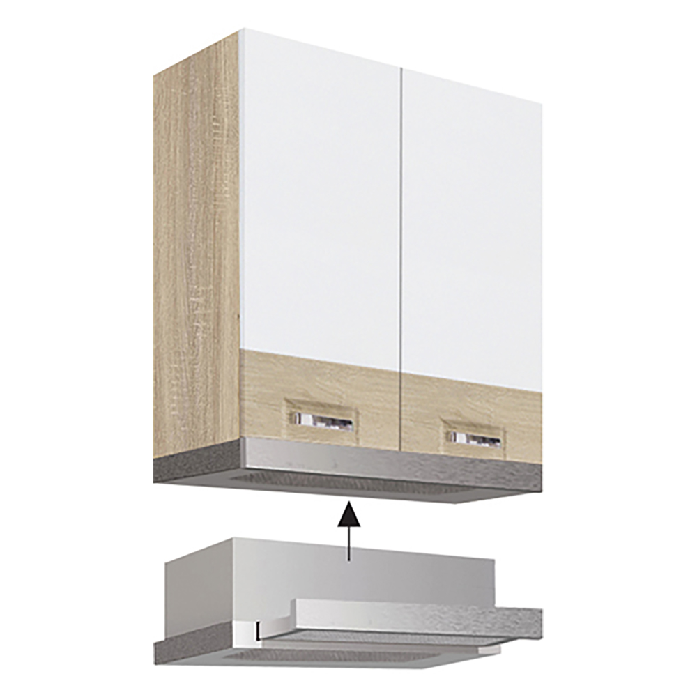 PREMIO sc | horní skříňka PRE-37G pro vestavnou digestoř | 60 cm | sonoma/bílá lesk