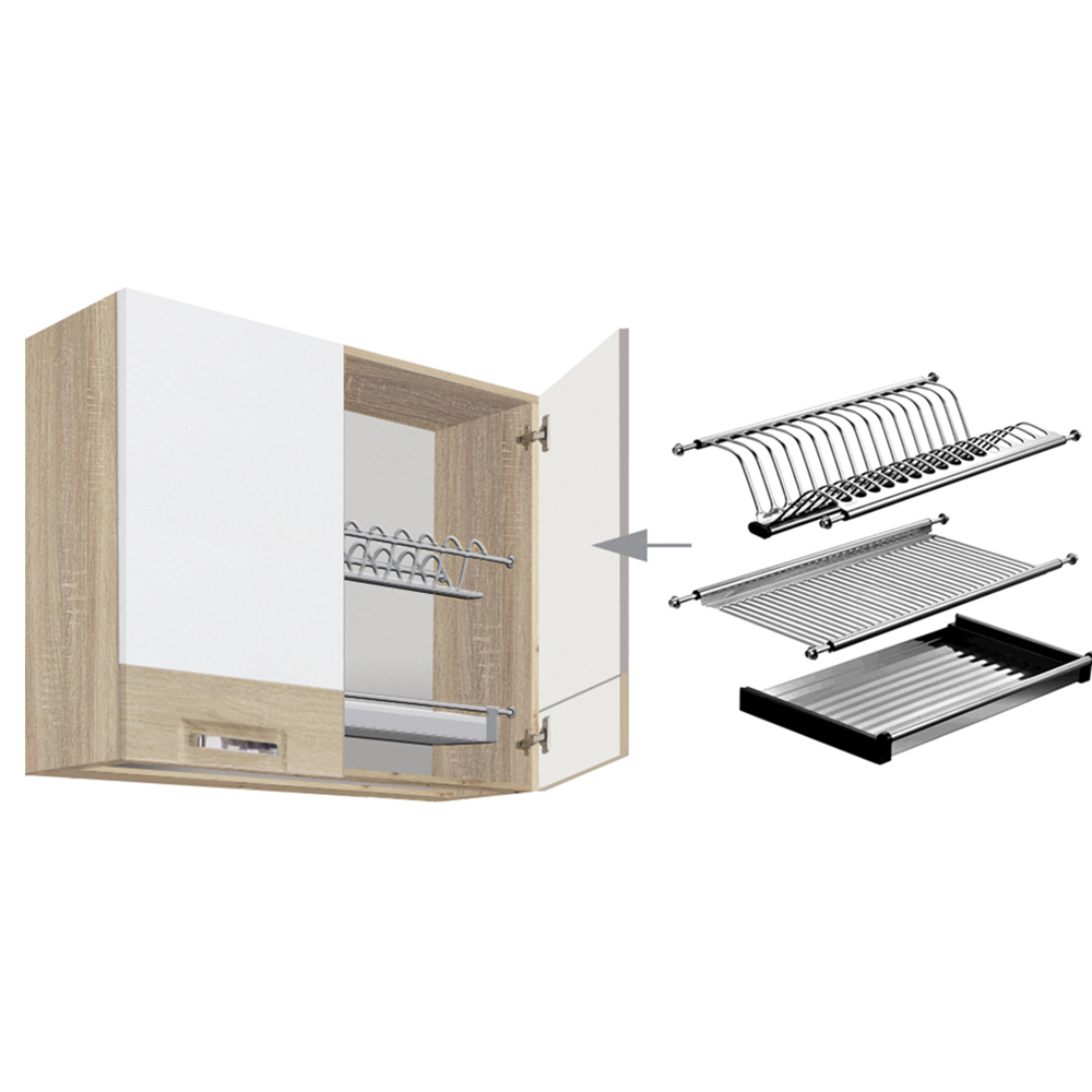 PREMIO sc | horní skříňka PRE-53G s odkapávačem | 80 cm | sonoma/bílá lesk