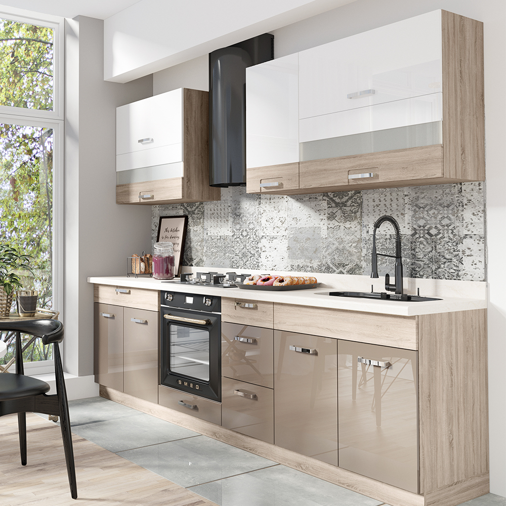 PREMIO sc | horní skříňka PRE-47G výklopná | 60 cm | sonoma/bílá lesk